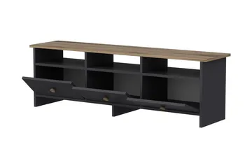 Tv-bänk 150 cm 3 Skåp 3 Hyllor - Antracit/Natur - Möbler - Tv möbel & mediamöbel - TV bänk & mediabänk