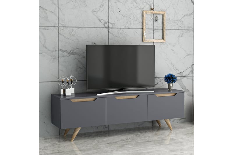 Tv-bänk 150 cm 3 Skåp - Antracit/Natur - Möbler - Tv möbel & mediamöbel - TV bänk & mediabänk