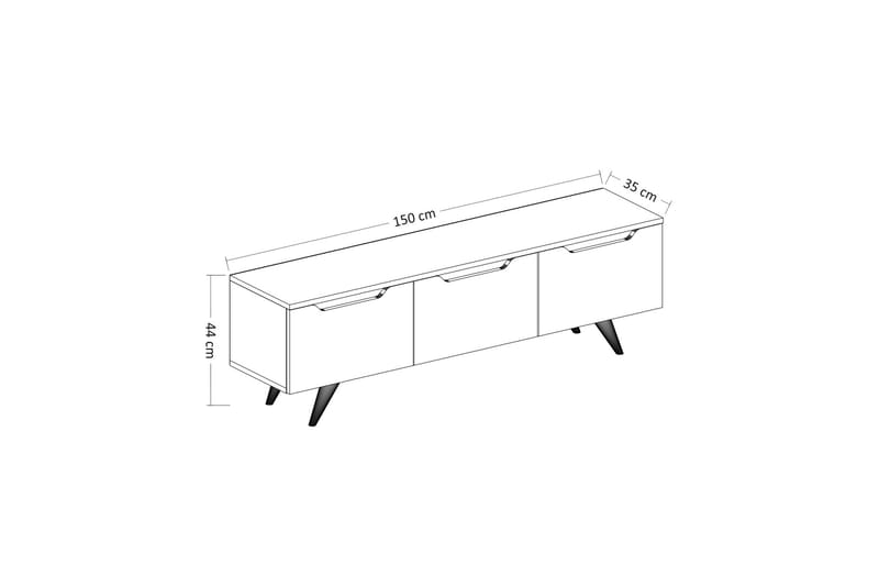 Tv-bänk 150 cm 3 Skåp - Antracit/Natur - Möbler - Tv möbel & mediamöbel - TV bänk & mediabänk
