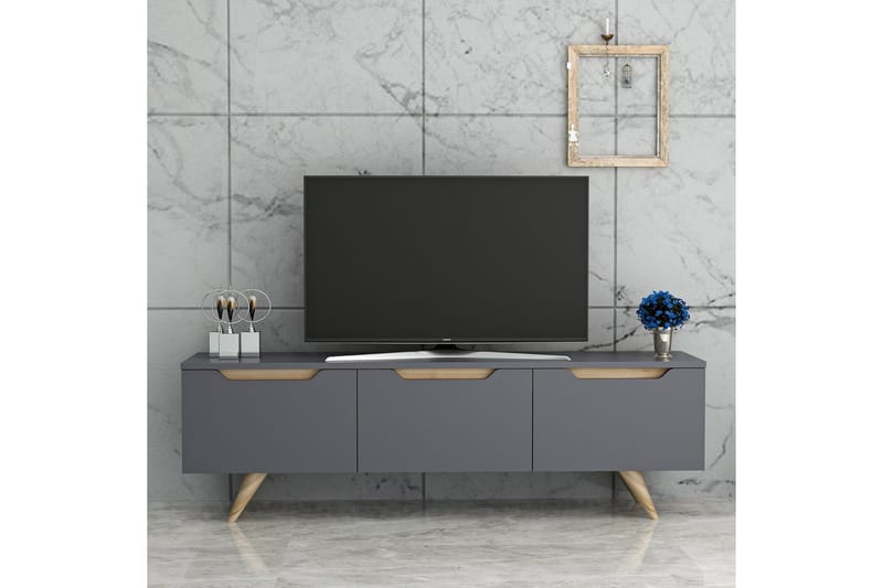 Tv-bänk 150 cm 3 Skåp - Antracit/Natur - Möbler - Tv möbel & mediamöbel - TV bänk & mediabänk