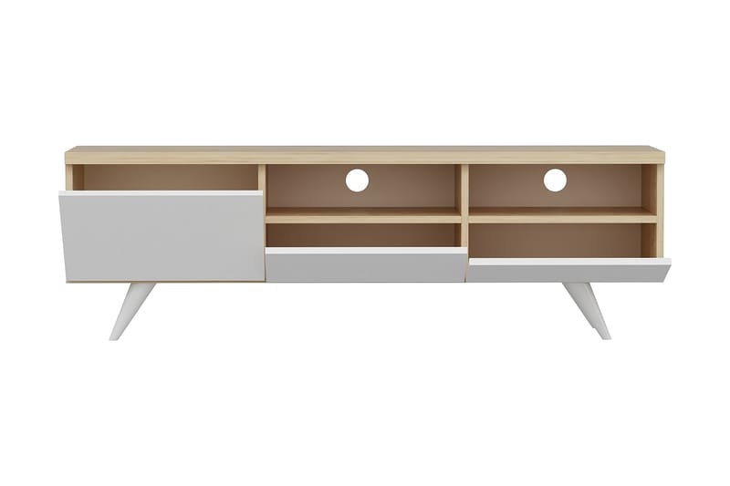 Tv-bänk 150 cm 3 Skåp - Natur/Vit - Möbler - Tv möbel & mediamöbel - TV bänk & mediabänk