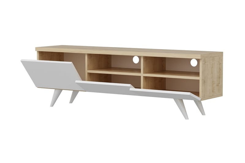 Tv-bänk 150 cm 3 Skåp - Natur/Vit - Möbler - Tv möbel & mediamöbel - TV bänk & mediabänk