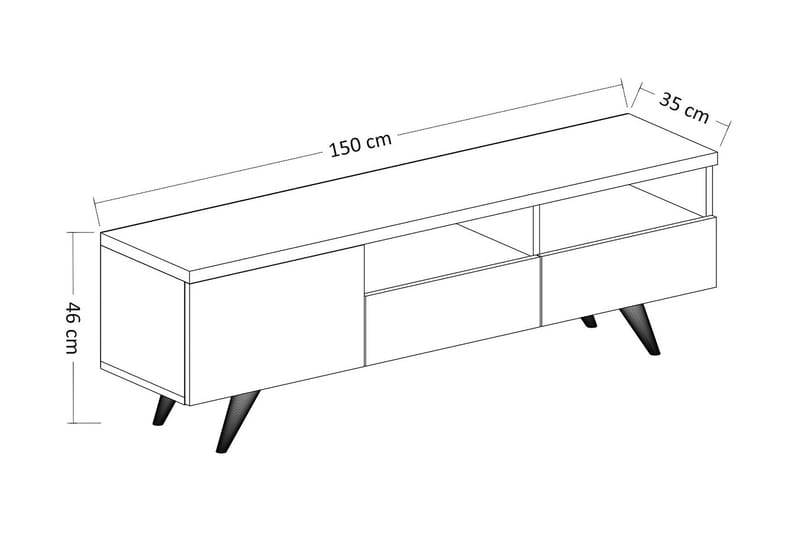 Tv-bänk 150 cm 3 Skåp - Natur/Vit - Möbler - Tv möbel & mediamöbel - TV bänk & mediabänk