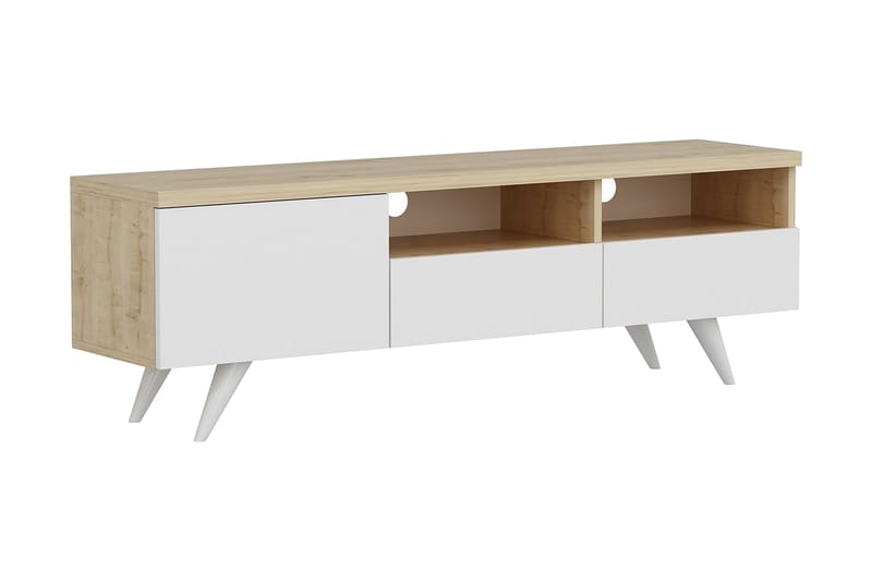 Tv-bänk 150 cm 3 Skåp - Natur/Vit - Möbler - Tv möbel & mediamöbel - TV bänk & mediabänk