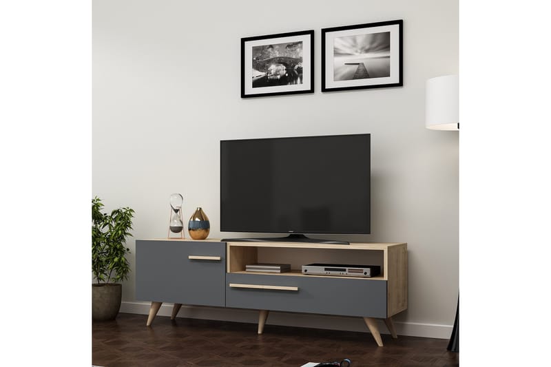 Tv-bänk 150 cm - Natur/Antracit - Möbler - Tv möbel & mediamöbel - TV bänk & mediabänk