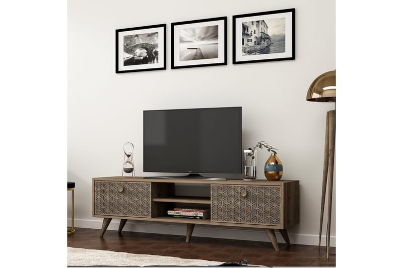 Tv-bänk 150 cm - Valnöt/Antracit - Möbler - Tv möbel & mediamöbel - TV bänk & mediabänk