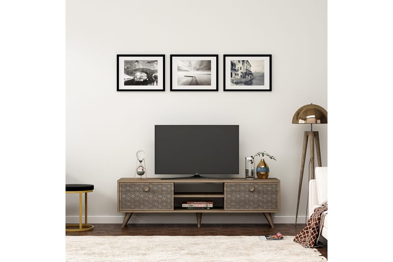 Tv-bänk 150 cm - Valnöt/Antracit - Möbler - Tv möbel & mediamöbel - TV bänk & mediabänk