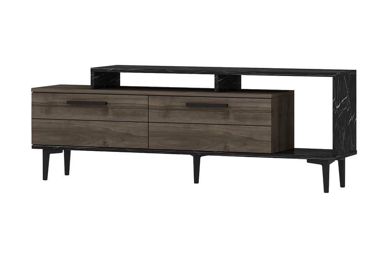 Tv-bänk 150 cm - Valnöt/Svart - Möbler - Tv möbel & mediamöbel - TV bänk & mediabänk