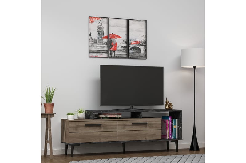 Tv-bänk 150 cm - Valnöt/Svart - Möbler - Tv möbel & mediamöbel - TV bänk & mediabänk