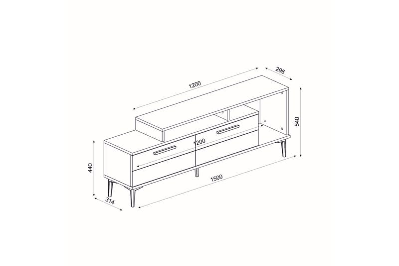 Tv-bänk 150 cm - Valnöt/Svart - Möbler - Tv möbel & mediamöbel - TV bänk & mediabänk