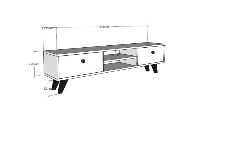 Tv-bänk 160 cm 2 Skåp 2 Hyllor - Natur/Antracit - Möbler - Tv möbel & mediamöbel - TV bänk & mediabänk
