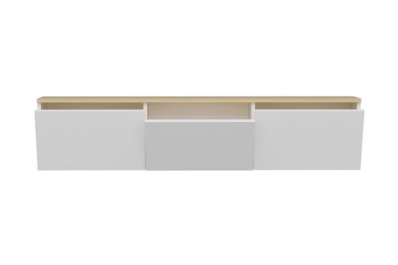 Tv-bänk 160 cm 3 Skåp - Vit/Natur - Möbler - Tv möbel & mediamöbel - TV bänk & mediabänk