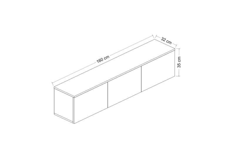 Tv-bänk 160 cm 3 Skåp - Vit/Natur - Möbler - Tv möbel & mediamöbel - TV bänk & mediabänk