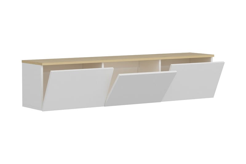 Tv-bänk 160 cm 3 Skåp - Vit/Natur - Möbler - Tv möbel & mediamöbel - TV bänk & mediabänk