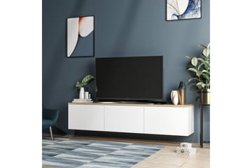 Tv-bänk 160 cm 3 Skåp - Vit/Natur - Möbler - Tv möbel & mediamöbel - TV bänk & mediabänk