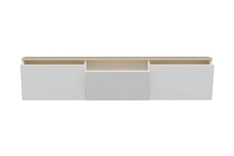 Tv-bänk 160 cm 3 Skåp - Vit/Natur - Möbler - Tv möbel & mediamöbel - TV bänk & mediabänk