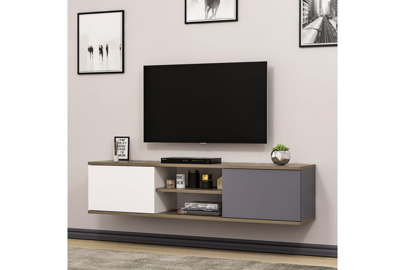 Tv-bänk 160 cm - Antracit/Valnöt - Möbler - Tv möbel & mediamöbel - TV bänk & mediabänk