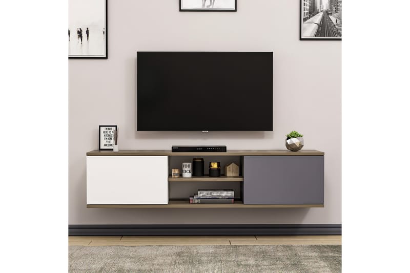 Tv-bänk 160 cm - Antracit/Valnöt - Möbler - Tv möbel & mediamöbel - TV bänk & mediabänk
