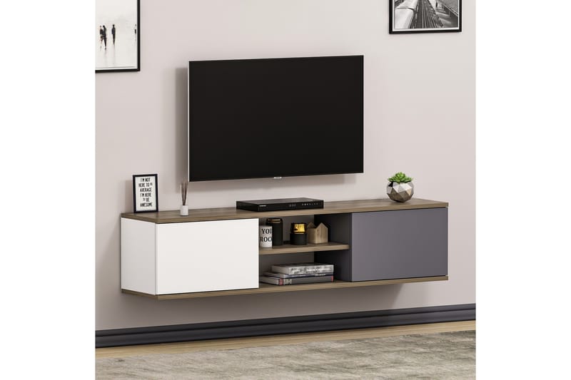 Tv-bänk 160 cm - Antracit/Valnöt - Möbler - Tv möbel & mediamöbel - TV bänk & mediabänk