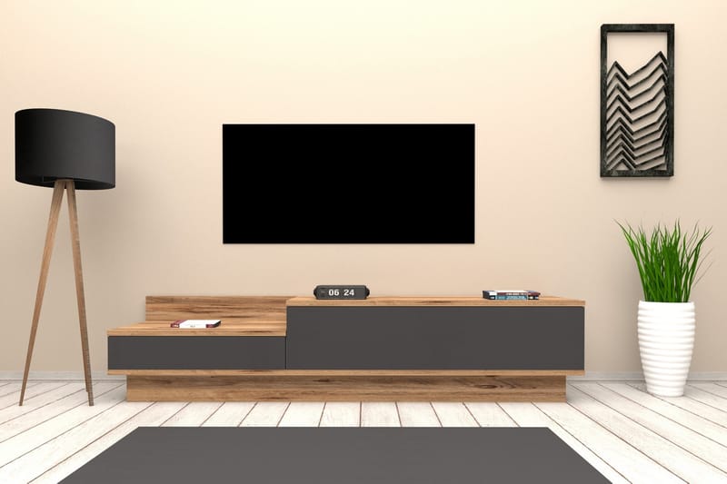 Tv-bänk 160 cm - Natur/Antracit - Möbler - Tv möbel & mediamöbel - TV bänk & mediabänk