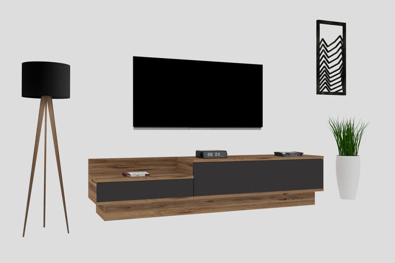 Tv-bänk 160 cm - Natur/Antracit - TV bänk & mediabänk