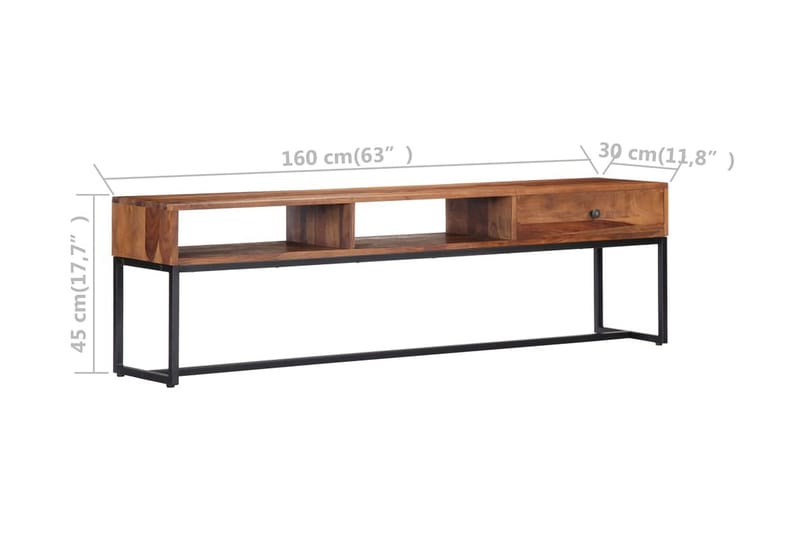 TV-bänk 160x30x45 cm massivt sheshamträ - Brun - Möbler - Tv möbel & mediamöbel - TV bänk & mediabänk