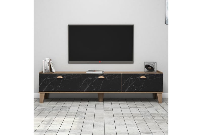 Tv-bänk 178 cm - Natur/Svart - Möbler - Tv möbel & mediamöbel - TV bänk & mediabänk
