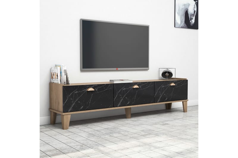 Tv-bänk 178 cm - Natur/Svart - Möbler - Tv möbel & mediamöbel - TV bänk & mediabänk