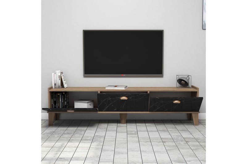 Tv-bänk 178 cm - Natur/Svart - Möbler - Tv möbel & mediamöbel - TV bänk & mediabänk
