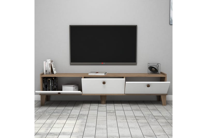 Tv-bänk 178 cm - Natur/Vit - Möbler - Tv möbel & mediamöbel - TV bänk & mediabänk