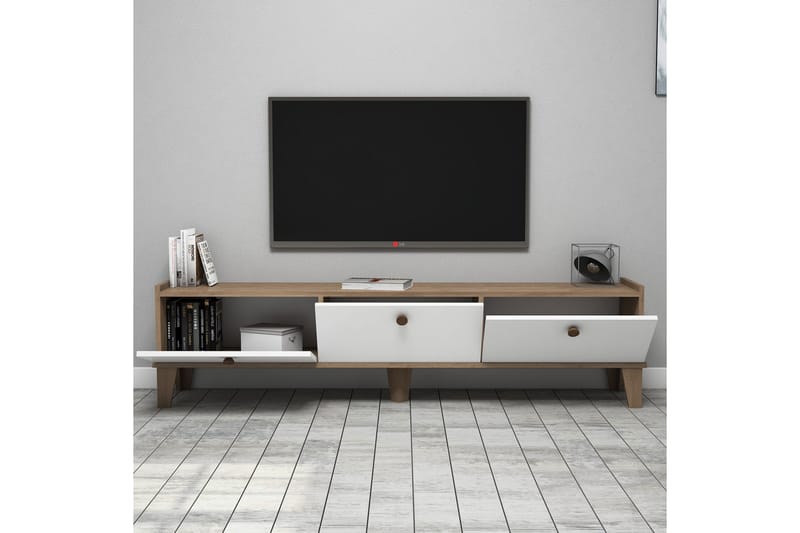 Tv-bänk 178 cm - Natur/Vit - TV bänk & mediabänk