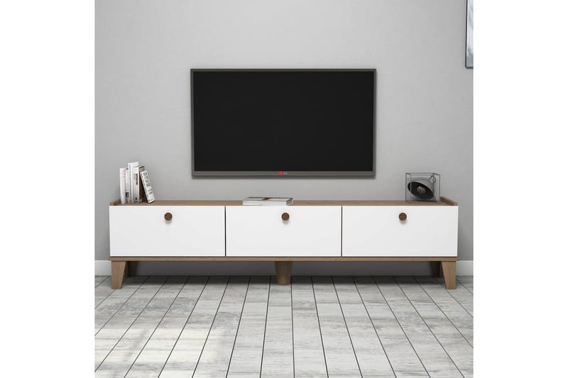 Tv-bänk 178 cm - Natur/Vit - Möbler - Tv möbel & mediamöbel - TV bänk & mediabänk