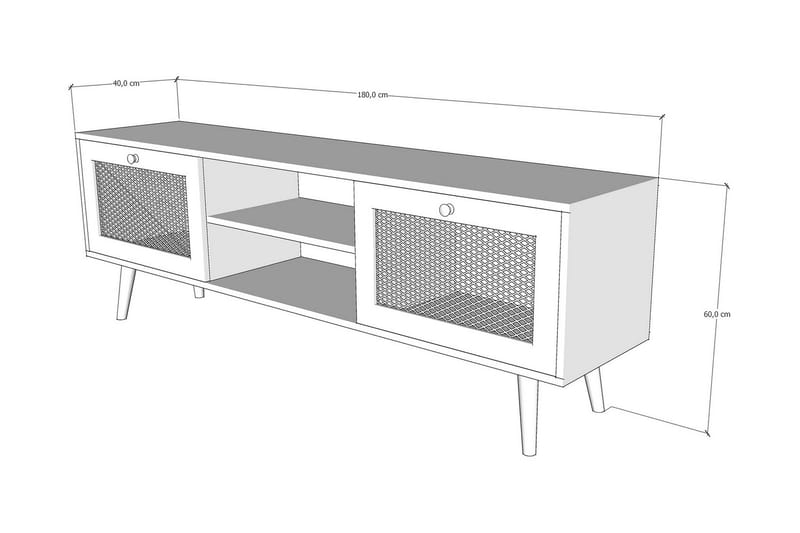 Tv-bänk 180 cm 2 Skåp - Sand/Natur - Möbler - Tv möbel & mediamöbel - TV bänk & mediabänk
