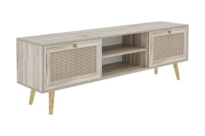 Tv-bänk 180 cm 2 Skåp - Sand/Natur - Möbler - Tv möbel & mediamöbel - TV bänk & mediabänk
