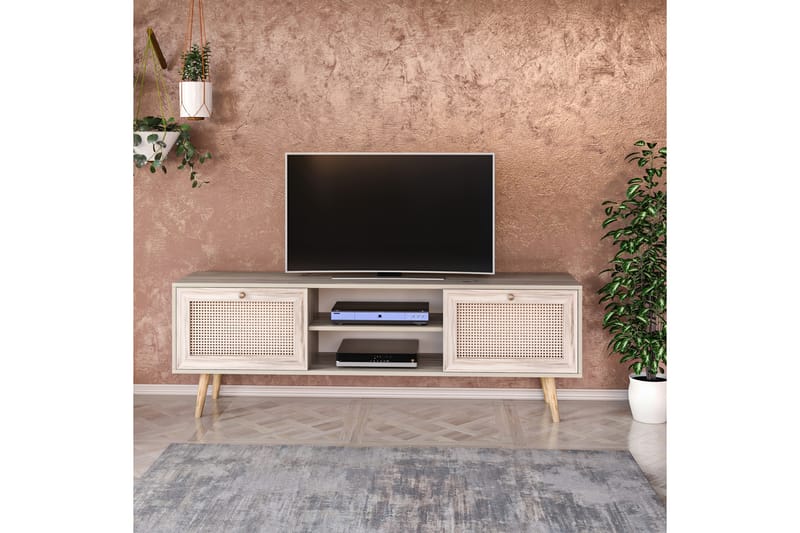 Tv-bänk 180 cm 2 Skåp - Sand/Natur - Möbler - Tv möbel & mediamöbel - TV bänk & mediabänk