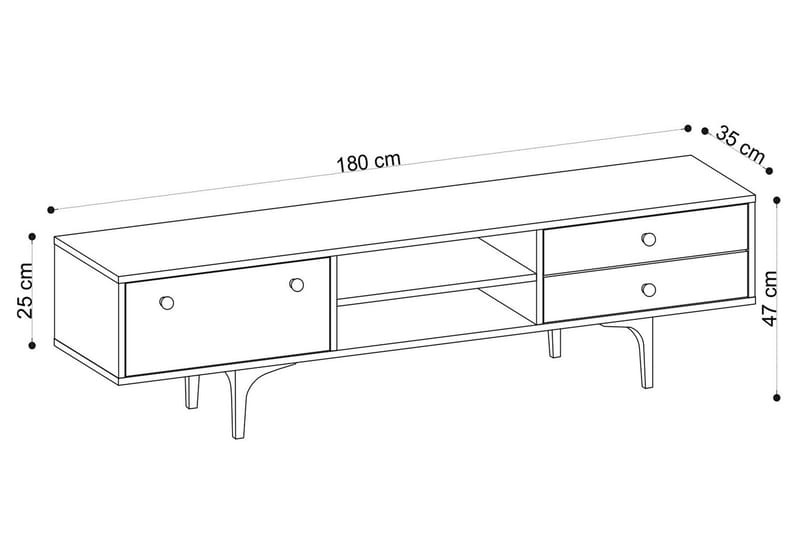 Tv-bänk 180 cm 3 Skåp - Natur/Svart - Möbler - Tv möbel & mediamöbel - TV bänk & mediabänk
