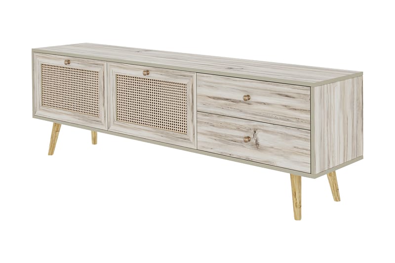Tv-bänk 180 cm 4 Skåp - Sand/Natur - Möbler - Tv möbel & mediamöbel - TV bänk & mediabänk
