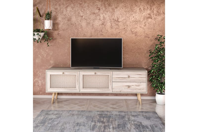 Tv-bänk 180 cm 4 Skåp - Sand/Natur - Möbler - Tv möbel & mediamöbel - TV bänk & mediabänk