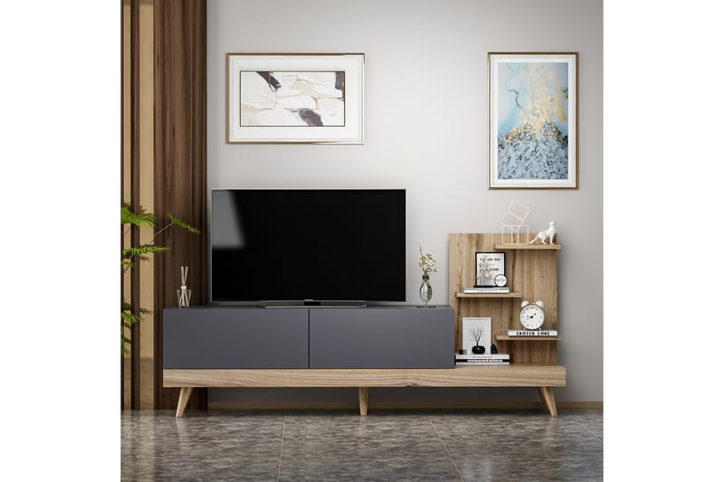 Tv-bänk 180 cm - Antracit/Valnöt - Möbler - Tv möbel & mediamöbel - TV bänk & mediabänk