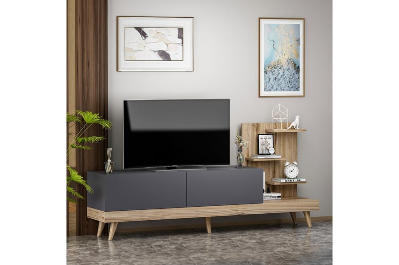 Tv-bänk 180 cm - Antracit/Valnöt - Möbler - Tv möbel & mediamöbel - TV bänk & mediabänk