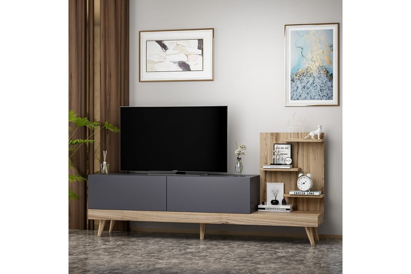 Tv-bänk 180 cm - Antracit/Valnöt - Möbler - Tv möbel & mediamöbel - TV bänk & mediabänk