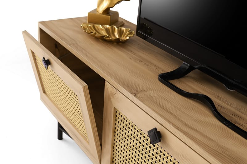Tv-bänk 180 cm - Natur/Svart - Möbler - Tv möbel & mediamöbel - TV bänk & mediabänk