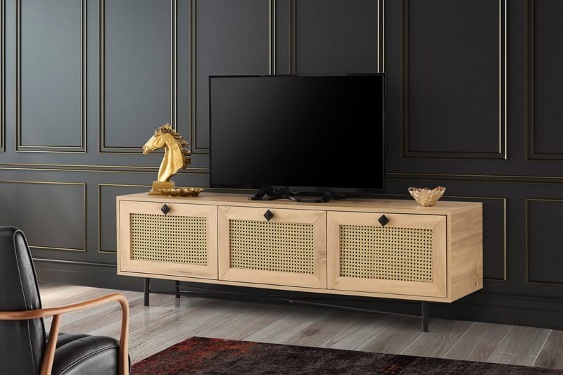 Tv-bänk 180 cm - Natur/Svart - Möbler - Tv möbel & mediamöbel - TV bänk & mediabänk