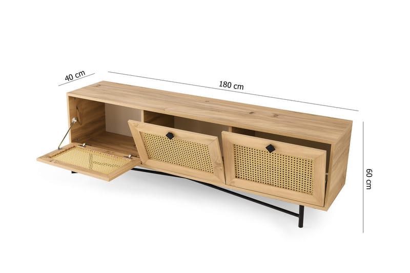 Tv-bänk 180 cm - Natur/Svart - Möbler - Tv möbel & mediamöbel - TV bänk & mediabänk