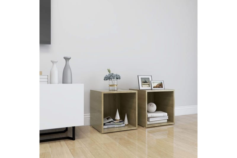 TV-bänk 2 st sonoma-ek 37x35x37 cm spånskiva - Brun - Möbler - Tv möbel & mediamöbel - TV bänk & mediabänk