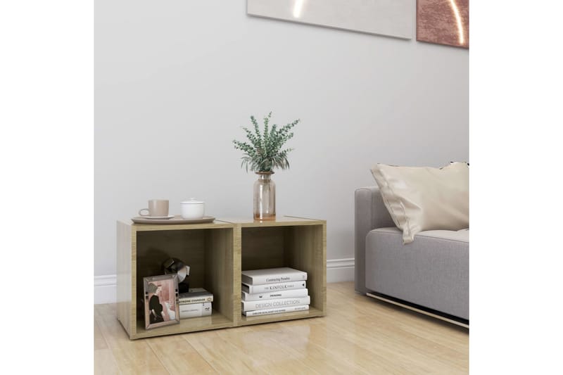 TV-bänk 2 st sonoma-ek 37x35x37 cm spånskiva - Brun - Möbler - Tv möbel & mediamöbel - TV bänk & mediabänk