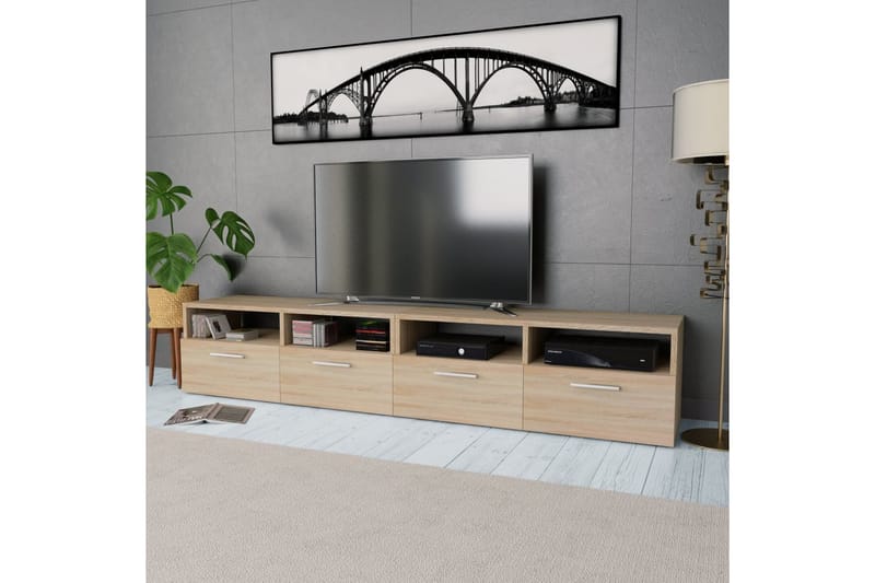 TV-bänk 2 st spånskiva 95x35x36 cm ek - Brun - TV bänk & mediabänk