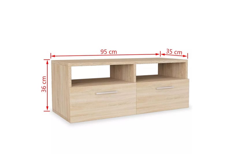 TV-bänk 2 st spånskiva 95x35x36 cm ek - Brun - Möbler - Tv möbel & mediamöbel - TV bänk & mediabänk