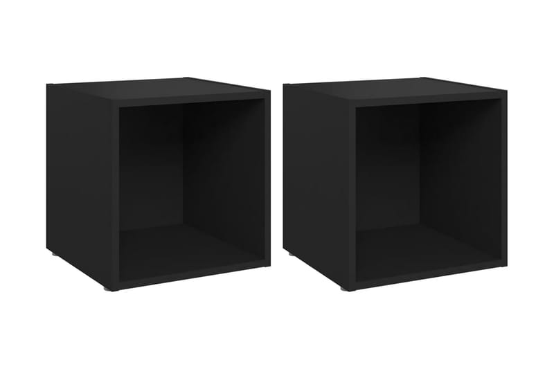 TV-bänk 2 st svart 37x35x37 cm spånskiva - Svart - TV bänk & mediabänk