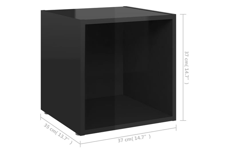 TV-bänk 2 st svart högglans 37x35x37 cm spånskiva - Svart - TV bänk & mediabänk